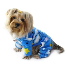 Stars and Clouds Fleece Turtleneck Pajamas (Color: White, size: XL)