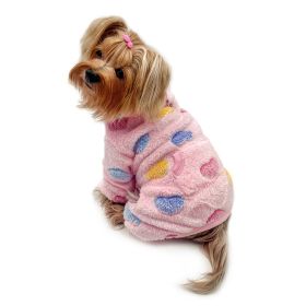 Ultra Plush Colorful Hearts Turtleneck Pajamas (Color: purple, size: XL)