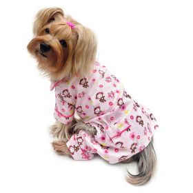 Girly Monkey Flannel Pajamas with 2 Pockets (Color: White, size: XL)