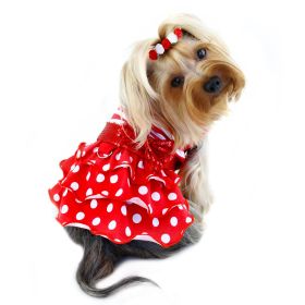Sparkling Bow Ruffle Layered Dress (Color: Red/White/Blue, size: XL)