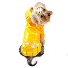Polka Dots & Daisies Raincoat with Cotton Lining (Color: Lime/Pink, size: XL)