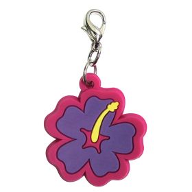 Soft PVC Rubber Hibiscus Charms (Color: purple, size: 1" diameter)