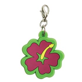 Soft PVC Rubber Hibiscus Charms (Color: Pink, size: 1" diameter)