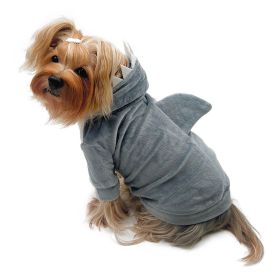 Ultra Plush Shark Hoodie with Fin & Teeth (Color: gray, size: XS)