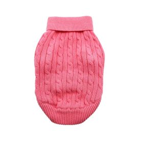 Combed Cotton Cable Knit Dog Sweater (Color: Candy Pink, size: medium)
