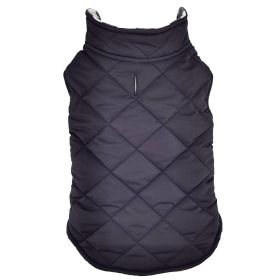 Reversible Fleece Lined Puffer Dog Coat (Color: Black and White Plaid, size: medium)