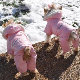 Ruffin It Dog Snowsuit Harness (Color: Pink, size: X-Small)